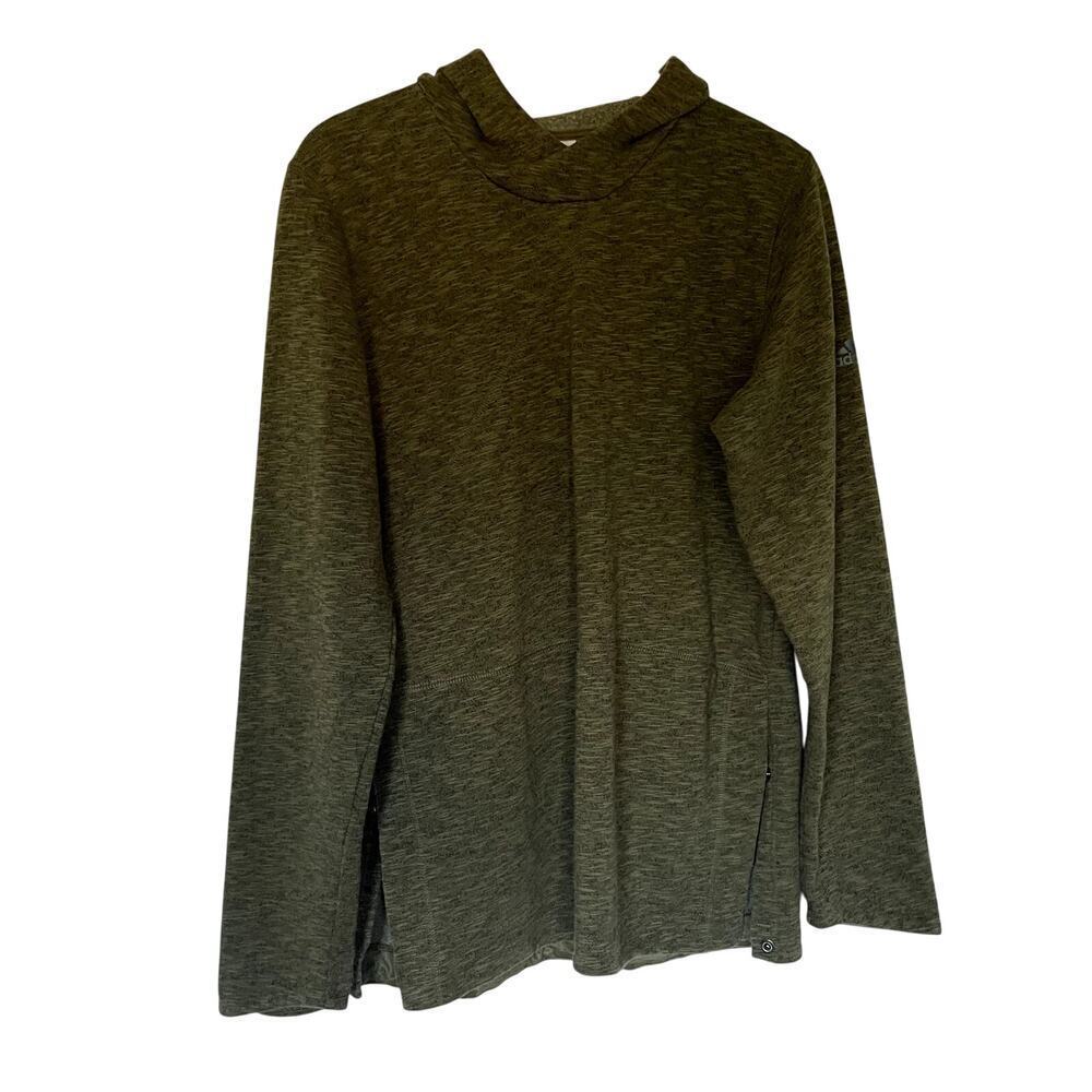 Adidas forest green button side hooded sweatshirt women's size medium casual